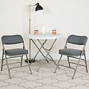 Flash Furniture HERCULES Series Premium Curved Triple Braced & Double Hinged Gray Fabric Metal Folding Chair