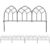Sunnydaze Outdoor Lawn and Garden Metal Narbonne Style Decorative Border Fence Panel Set - 9&#39; - Black - 5pk
