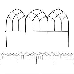 Sunnydaze Outdoor Lawn and Garden Metal Narbonne Style Decorative Border Fence Panel Set - 9' - Black - 5pk