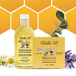 Bella B Naturals Bundle  Little Bee Decongesting Chest Rub 2 oz and Baby Massage Oil 3.3 oz