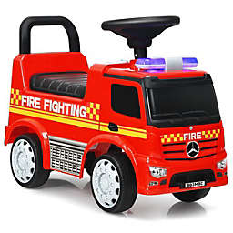 Costway Kids Ride On Fire Engine Licensed Mercedes Benz Push and Ride Racer Red