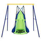 Costway 2-in-1 40 Inch Kids Hanging Chair Detachable Swing Tent Set-Green