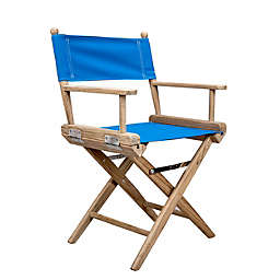 Prime Teak Unoiled Director's Chair with Pacific Blue Seat Covers