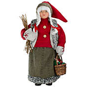 Northlight 18" Mrs. Clause Carrying a Basket of Gifts and Firewood Christmas Figure