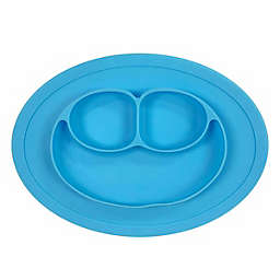 Stock Preferred Silicone Suction Plate w/ Built-in Placemat for Infant without Lid in Blue 19*6 cm