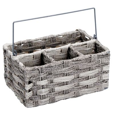 mDesign Woven Cutlery Storage Organizer Caddy Tote Bin Basket