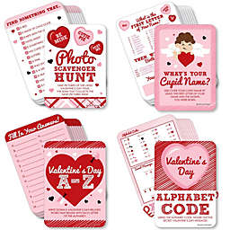 Big Dot of Happiness Conversation Hearts - 4 Valentine's Day Games - 10 Cards Each - Gamerific Bundle