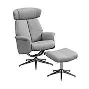 Contemporary Home Living Set of 2 Charcoal Gray Contemporary Reclining Chair with Ottoman 29"