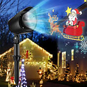 Gymax Christmas Waterproof Projector Light Holiday Decor LED Lights w/ Santa & Elk Pattern