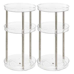 mDesign Spinning 3-Tier Lazy Susan 360 Makeup Organizer Tower, 2 Pack, Clear