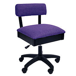 Arrow Sewing Cabinets Height Adjustable Hydraulic Sewing and Craft Chair with Under Seat Storage and Solid Fabric - Royal Purple Upholstery