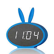 Infinity Merch Bunny Ears LED Wooden Digital Alarm Clock in Blue