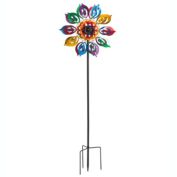 Plow & Hearth Multicolor Lily Flower Solar Wind Spinner - Multi