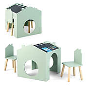 Slickblue 3 Pieces Wooden Kids Table and Chair Set-Green