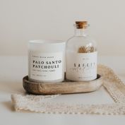 Sweet Water Decor Palo Santo Patchouli Soy Candle   White Jar + Wood Lid Candle