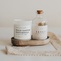 Sweet Water Decor Palo Santo Patchouli Soy Candle   White Jar + Wood Lid Candle