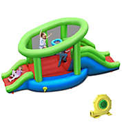 Gymax Inflatable Snail Bounce House Dual Slide Basketball Game W/ 480W Blower
