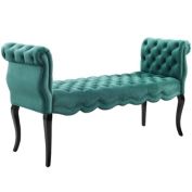 Modway Adelia Chesterfield Style Button Tufted Performance Velvet Bench,Teal