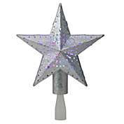 Kurt Adler 9" LED Lighted Sliver Glitter Star Christmas Tree Topper - Multi Lights