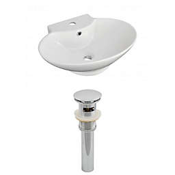 American Imaginations 22 75-in W Wall Mount White Vessel Set For 1 Hole Center Faucet