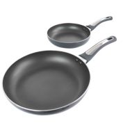 Oster Non Stick 2 Piece Aluminum Frying Pans in Grey