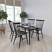 Merrick Lane Meriden 31.5" x 55" Rectangular Solid Espresso Wood Table with Clear Glass Top