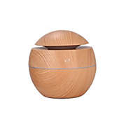 Infinity Merch Essential Oil Diffuser Humidifier Aromatherapy Wood Grain Vase Aroma 130ml LED Oak Round