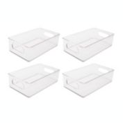Lexi Home 10 x 6 Acrylic Fridge Organizer Bin - 4 Pack Kitchen Pantry Stackable Organizer Bin