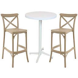Sunnydaze All-Weather Fleming 3-Piece Indoor/Outdoor Pub Table and Barstool Set
