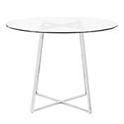 Contemporary Home Living 39.5" Clear Tempered Glass Round Glass Top with Silver Chrome Legs Dining Table