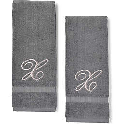 Juvale Monogrammed Hand Towels, Letter X Embroidered Gift (16 x 30 in, Grey, Set of 2)