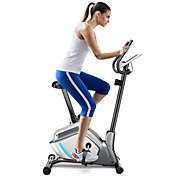 Costway-CA Magnetic Exercise Bike Upright Cycling Bike with LCD Monitor and Pulse Sensor