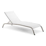 Modway Savannah Mesh Chaise Outdoor Patio Aluminum Lounge Chair,White