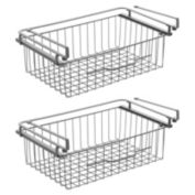 mDesign Metal Under Kitchen Pantry Shelf Hanging Bin Basket - 2 Pack