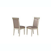 Pilaster Designs Zaria Upholstered Dining Side Chairs, Champagne Wood (Set of Two)