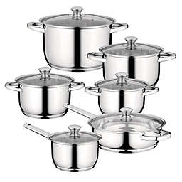 BergHOFF Essentials Gourmet 12Pc 18/10 Stainless Steel Cookware Set, Silver Handles