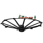 Qaba Christmas Train Set for Kids with 2 Playing Forms, Tree-mounted or Floor-playing Battery-Powered Christmas Train Toy Set with Sounds & Lights, Holiday Toy Gift for Kids 3-8 Years Old