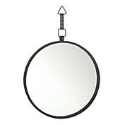 Zingz & Thingz 13.5" Black Contemporary Round Wall Mirror with Leather Strap