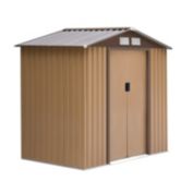 Outsunny 7&#39;x4&#39; Metal Outdoor Shed Organizer & Garden Storage with 4 Vents for Airflow & 2 Easy Sliding Doors, Brown
