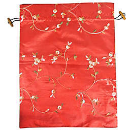 Wrapables Beautiful Embroidered Silk Travel Bag for Lingerie & Shoes / Red