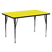 Flash Furniture 30&#39;&#39;W x 60&#39;&#39;L Rectangular Yellow HP Laminate Activity Table - Standard Height Adjustable Legs