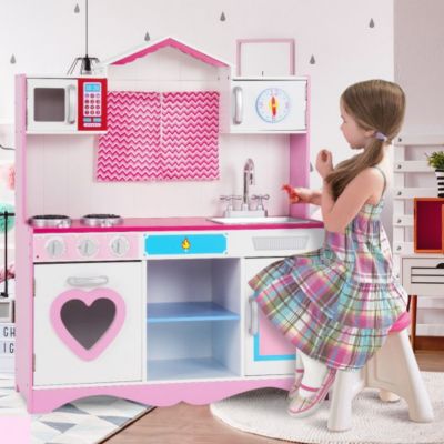 15" Modern Kitchen Pretend Play Toy Set Kids with Sound & Light for 11" Dolls 