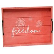 Elegant Designs Decorative Wood Serving Tray with Handles, 15.50" x 12", "Freedom"