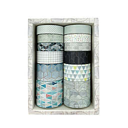 Wrapables Decorative Washi Tape Box Set for DIY Arts & Crafts (12 Rolls), Gray Geometric