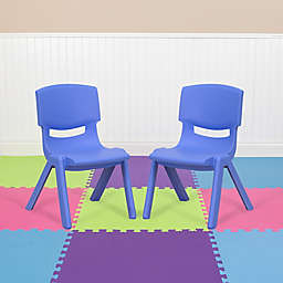 Flash Furniture 2 Pack Blue Plastic Stackable School Chair with 10.5'' Seat Height