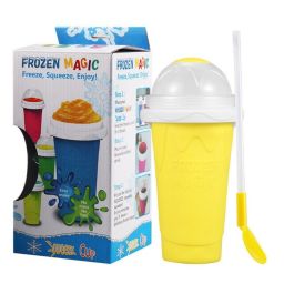 Frozen Magic Slushie Maker Cup Quick-Frozen Smoothies Homemade Milkshake Bottle Yellow
