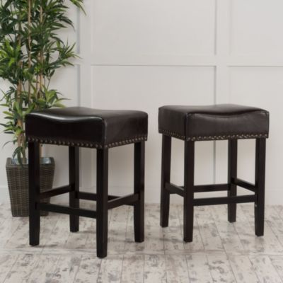 Contemporary Home Living Set of 2 Black and Bronze Contemporary Bar Stools 26"