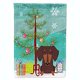 Caroline's Treasures Merry Christmas Tree Dachshund Chocolate Flag Canvas House Size 28 x 40