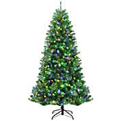Slickblue Artificial Hinged Christmas Tree with Remote-controlled Color-changing LED Lights-6&#39;