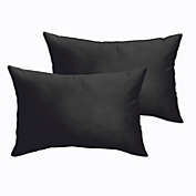 Outdoor Living and Style Set of 2 13" x 20" Jet Black Solid Indoor and Outdoor Lumbar Pillows